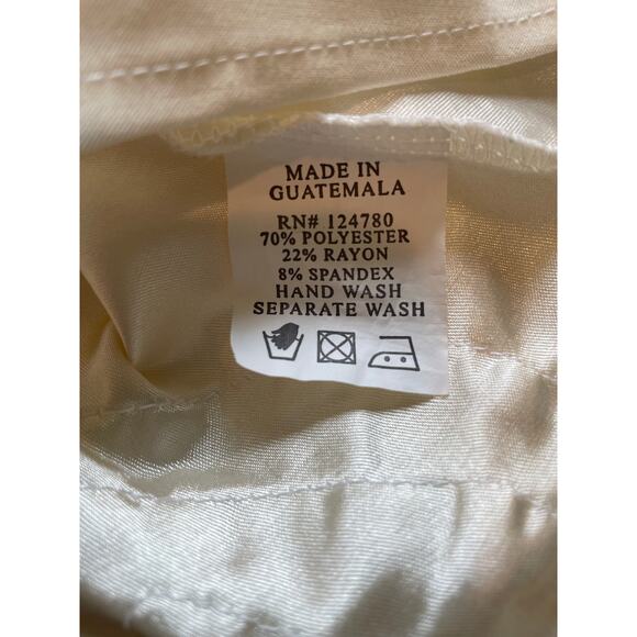 Shabby Apple A-Line Dress Satin Waist Bow Ribbon Detail Sz S Tan Cream Whimsical - Picture 6 of 10